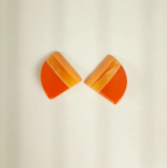 Bold Orange Resin Half-Moon Clip On Earrings - Picture 2 of 9